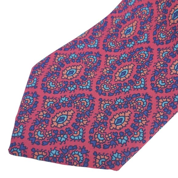 Lanvin Paris Tie 3 Inch Wide Deep Red Burgundy Abstract Silk Narrow - Picture 11 of 13